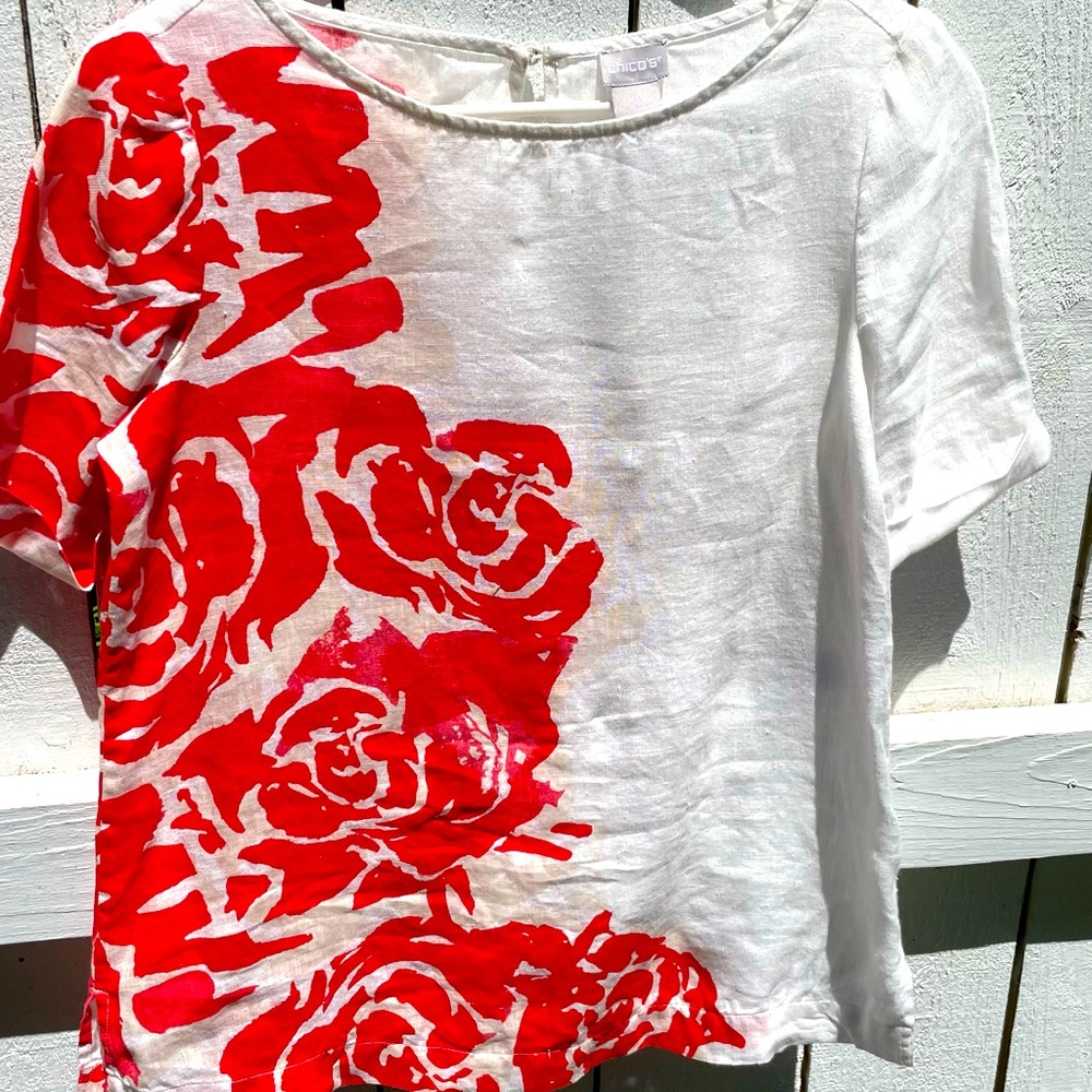 Chicos 100% linen size O top.
